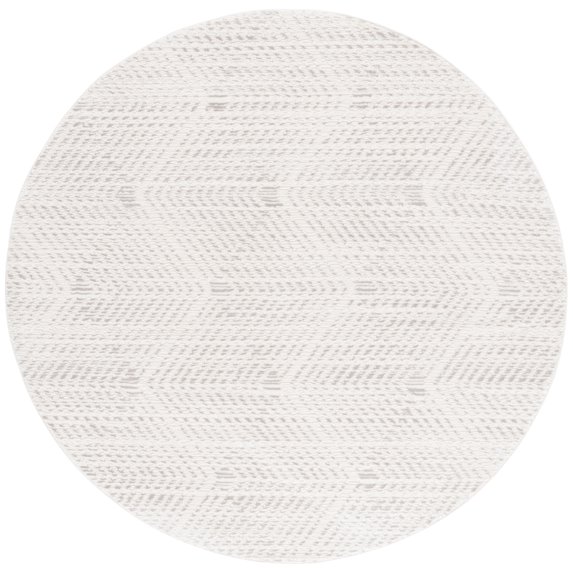 SAFAVIEH Revive Russell Geometric Polyester Area Rug, Ivory/Gray, 6'7" x 6'7" Round