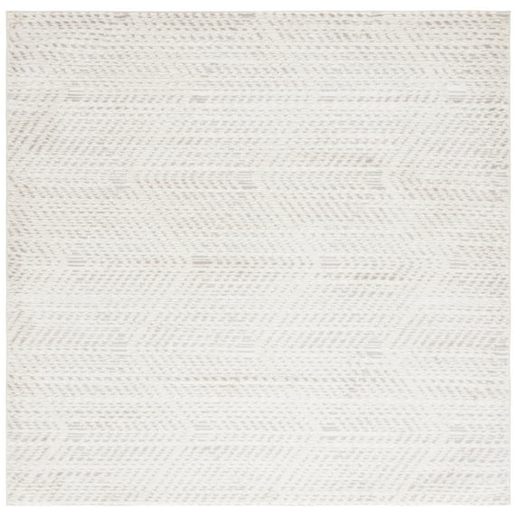 SAFAVIEH Revive Russell Geometric Polyester Area Rug, Ivory/Gray, 6'7" x 6'7" Square