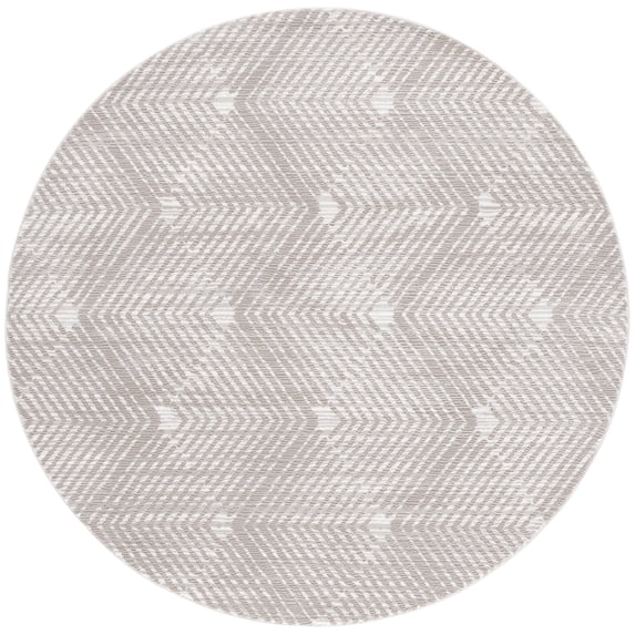 SAFAVIEH Revive Russell Geometric Polyester Area Rug, Taupe/Ivory, 6'7" x 6'7" Round