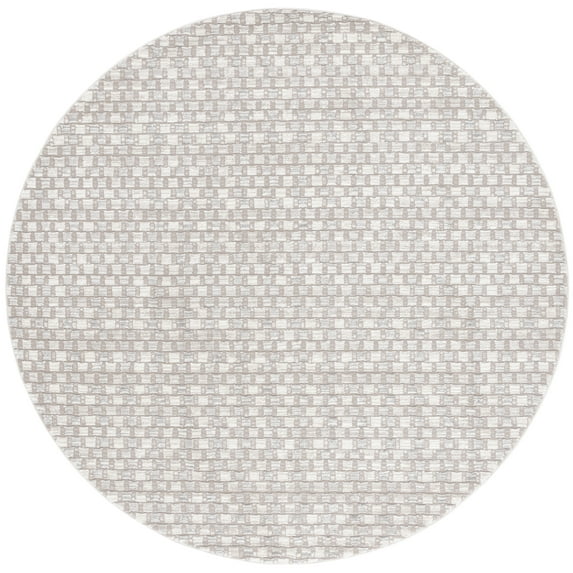SAFAVIEH Revive Stacy Geometric Polyester Area Rug, Ivory/Taupe, 6'7" x 6'7" Round