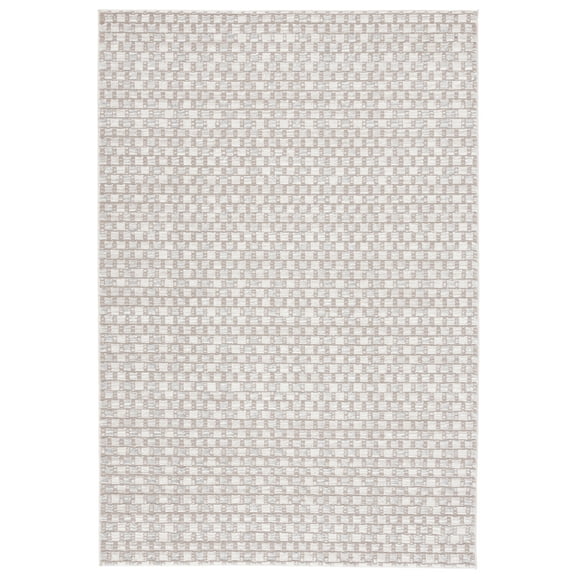 SAFAVIEH Revive Stacy Geometric Polyester Area Rug, Ivory/Taupe, 8' x 10'