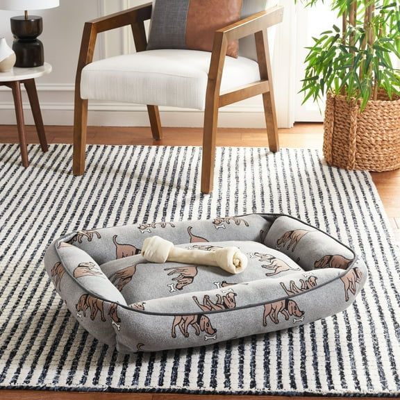 SAFAVIEH Rex Regular Pillow Style Dog Bed, Grey/Brown