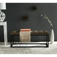 thumbnail image 1 of SAFAVIEH Reynolds Contemporary Modern Glam Tufted Bench, Tan/Black, 1 of 6