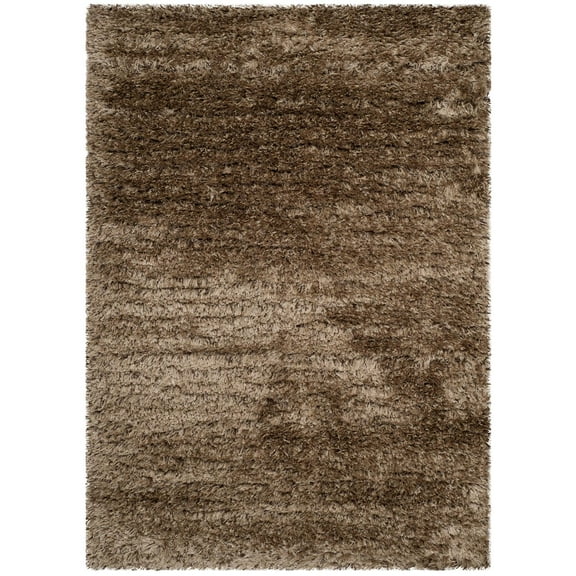 SAFAVIEH Rhapsody Sampson Solid Plush Polyester Shag Area Rug, Caramel, 5'3" x 7'7"