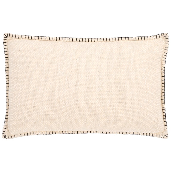 SAFAVIEH Rhea 12" x 20" Contemporary Cream/Black Solid Cotton Decorative Pillow