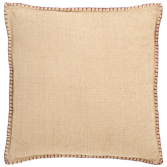 SAFAVIEH Rhea 20" x 20" Contemporary Natural/Brown Solid Cotton Decorative Pillow