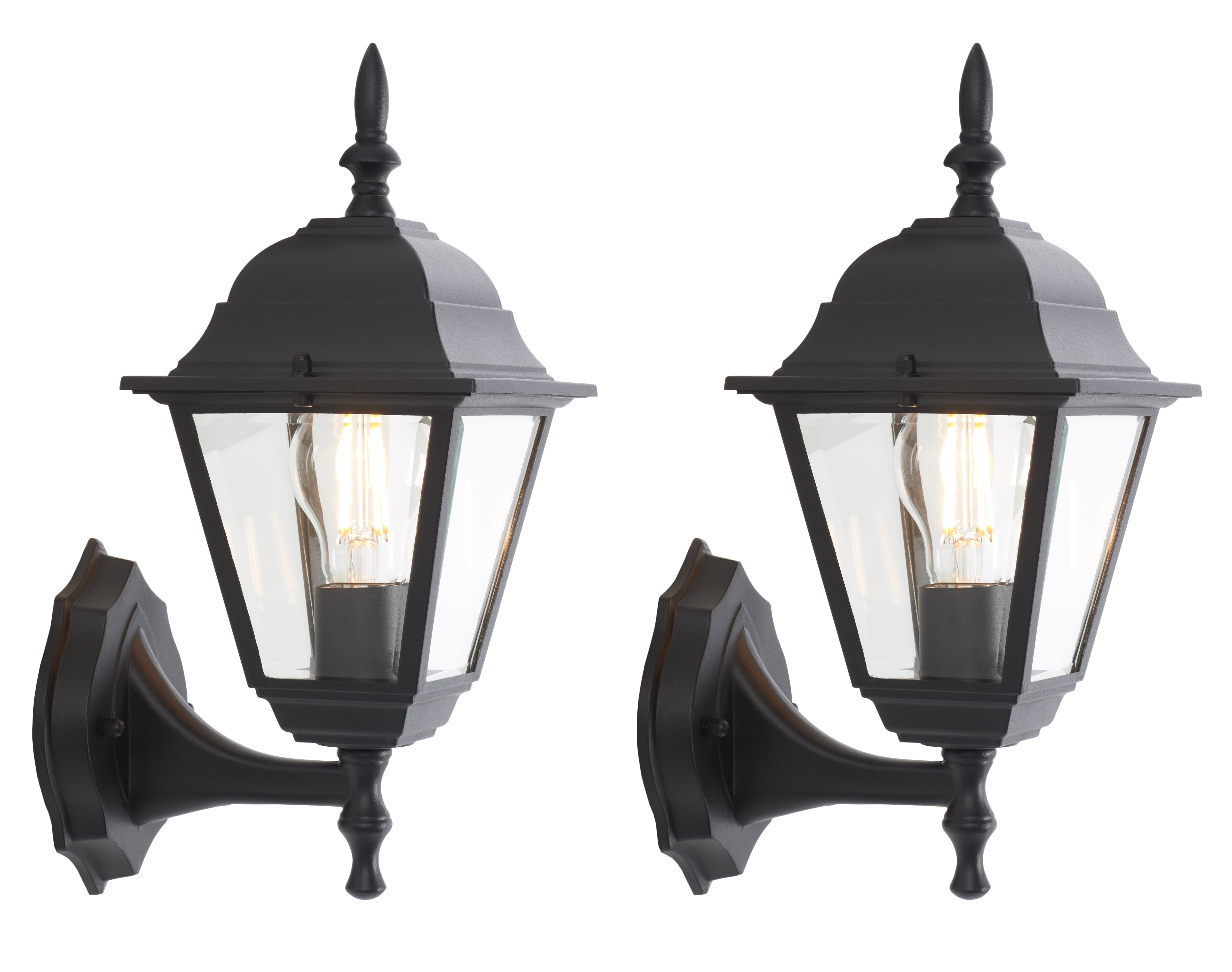 SAFAVIEH Rhion 2-Light A19 Black Steel Wall Sconce with Black Shade, Set of 2