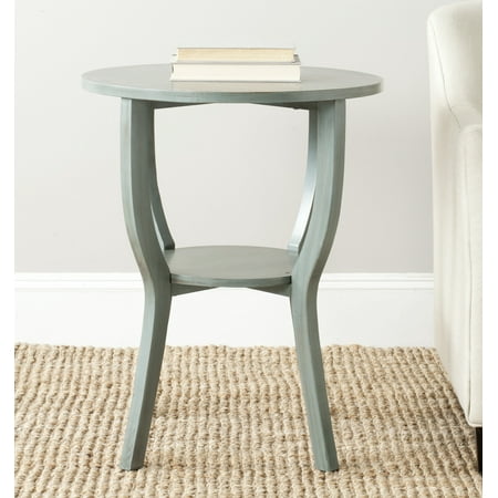 SAFAVIEH Rhodes Solid Rustic Round Pedestal Accent Table, Barn Blue