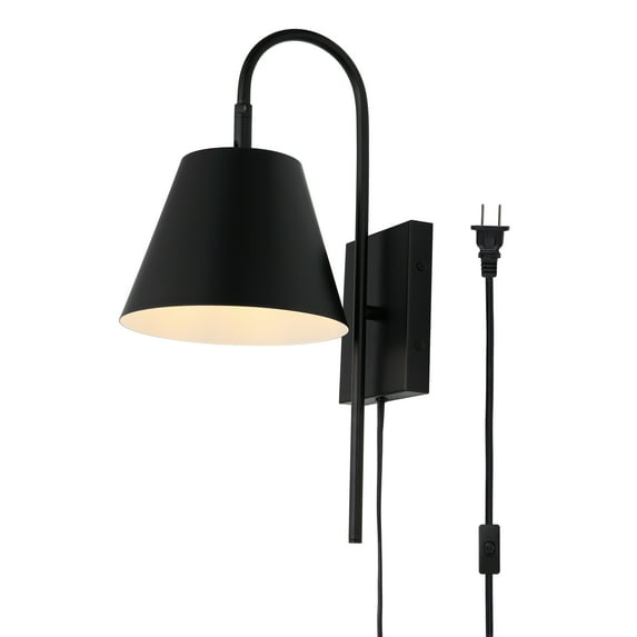 SAFAVIEH Rhoeva LED Black Iron Wall Sconce with Black Shade