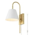 thumbnail image 1 of SAFAVIEH Rhoeva LED Brass Iron Wall Sconce with White Shade, 1 of 9