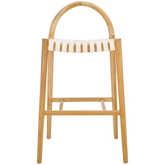 SAFAVIEH Rhyan Rectangle Mid Back Bar Stool, White/Natural
