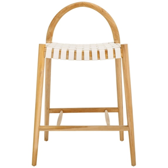 SAFAVIEH Rhyan Rectangle Mid Back Counter Stool, White/Natural