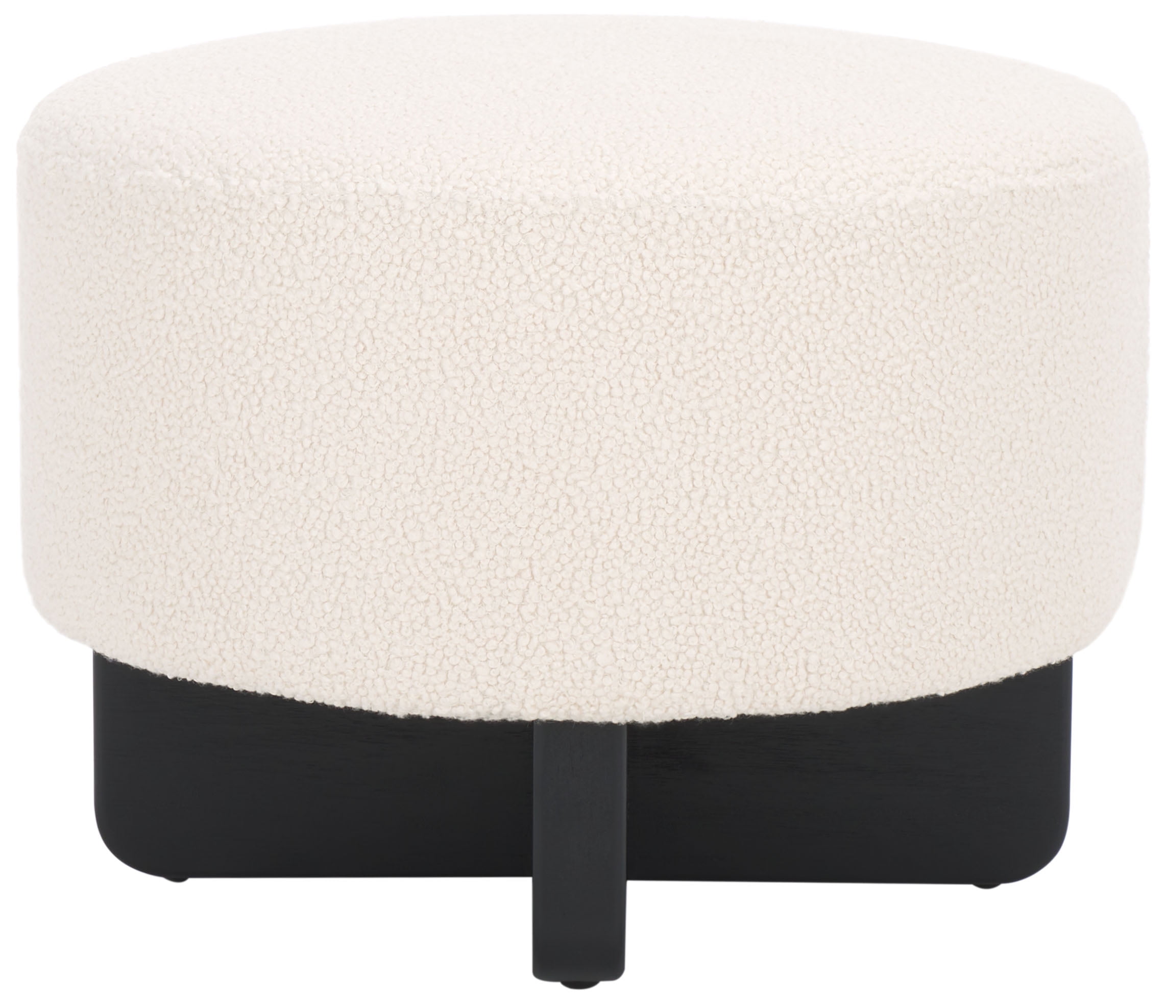 SAFAVIEH Riah Modern Polyester Ottoman, Off White/Black