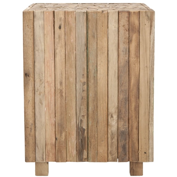 SAFAVIEH Richmond Rustic Wood Block Round Square End Table Medium Oak