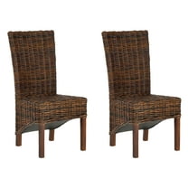 SAFAVIEH Ridge Bohemian Rattan Solid Dining Parsons Chair, Croco (Set of 2)