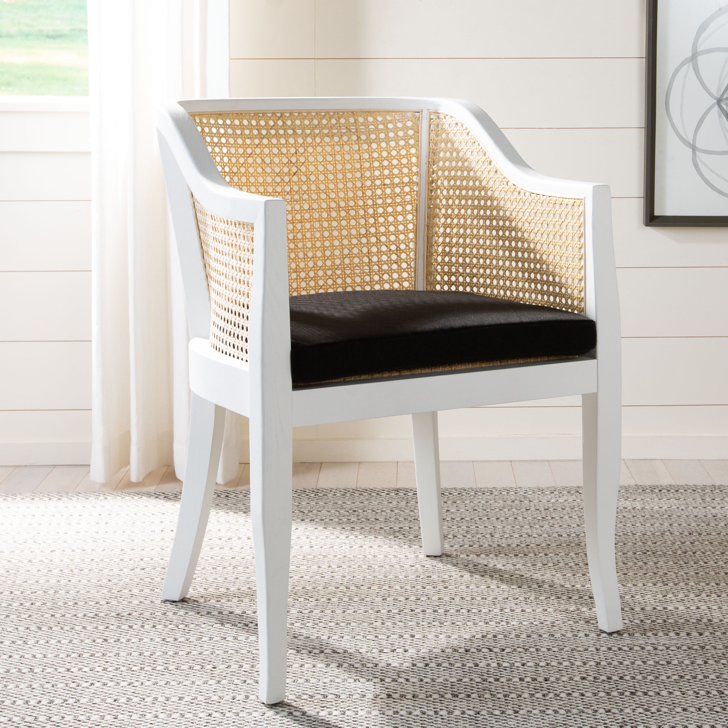 SAFAVIEH Rina Nautical Solid Dining Chair White Natural Walmart