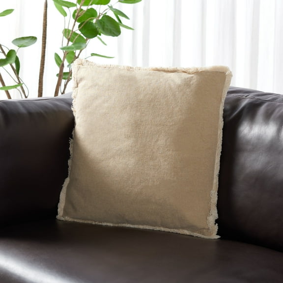 SAFAVIEH Rinley Bordered Accent Pillow, 18" x 18", Beige/White