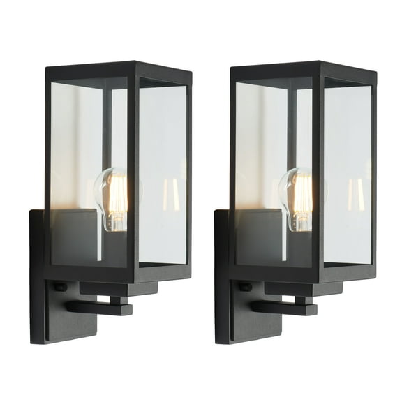 SAFAVIEH Rinnah 2-Light A19 Bronze Steel Wall Sconce with Black Shade, Set of 2