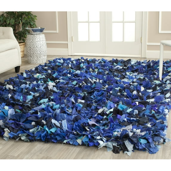 SAFAVIEH Rio Cassandra Confetti Polyester Shag Area Rug, Blue/Multi, 5' x 8'