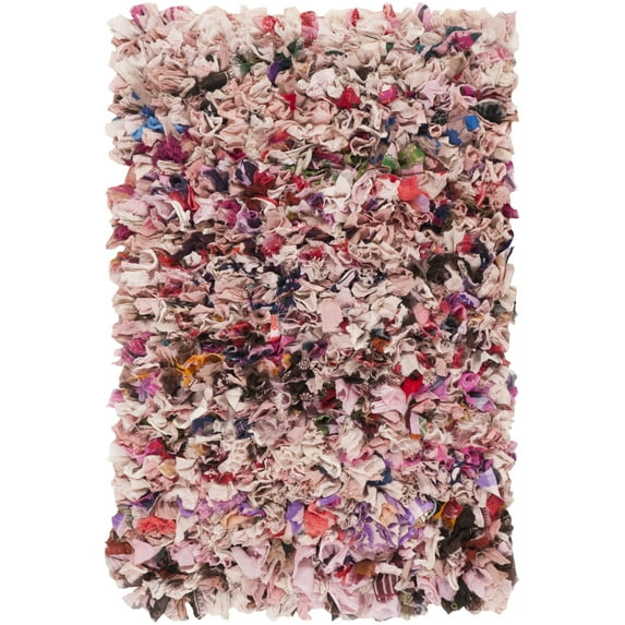 SAFAVIEH Rio Cassandra Confetti Polyester Shag Area Rug, Blush, 8' x 10'