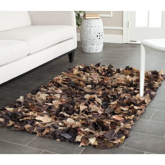SAFAVIEH Rio Cassandra Confetti Polyester Shag Area Rug, Brown/Multi, 2'6" x 4'