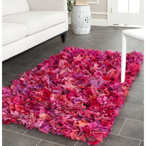 SAFAVIEH Rio Cassandra Confetti Polyester Shag Area Rug, Fuchsia/Multi, 2'3" x 3'9"