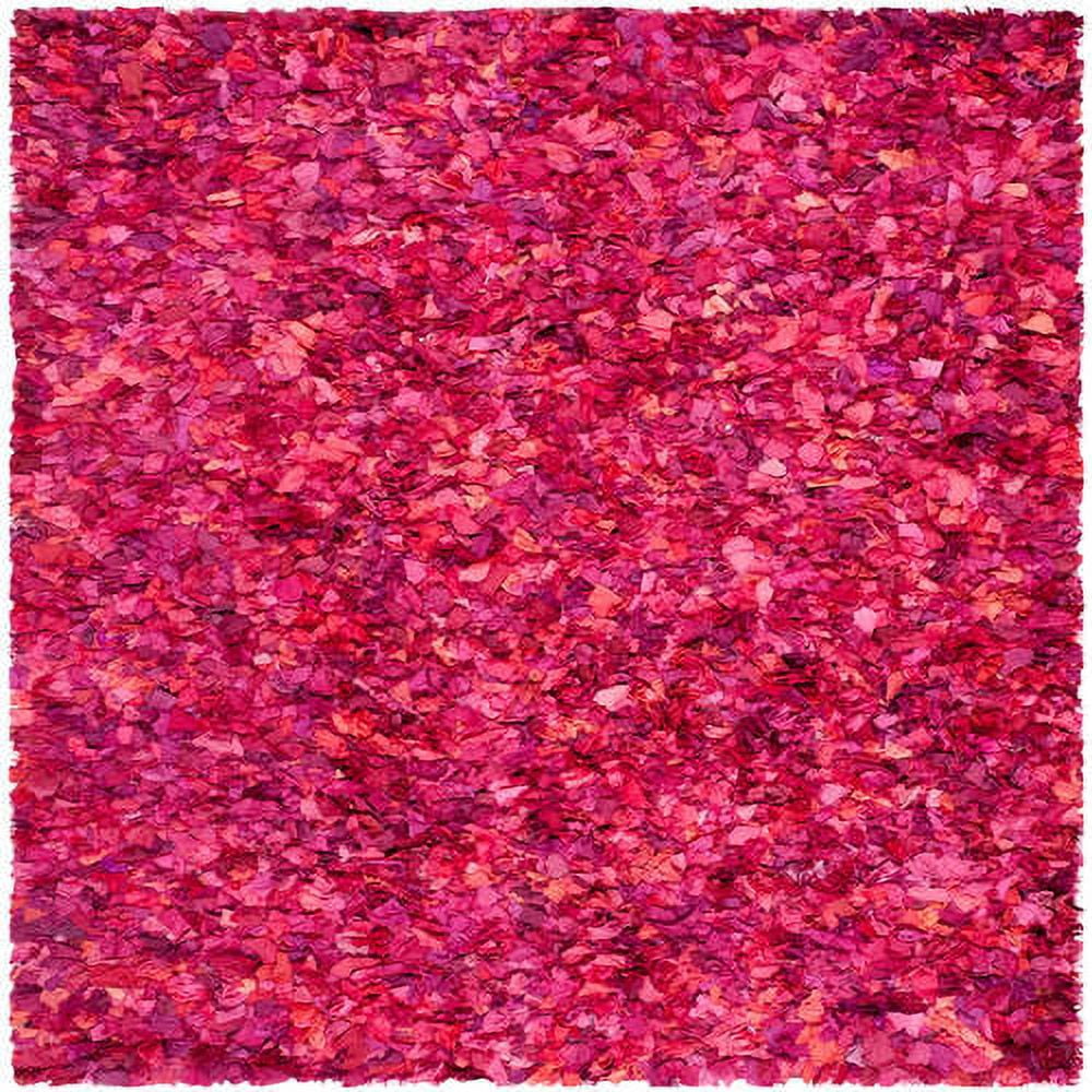 Fuchsia Multi Round Tufted Shag Area Rug, 3' x 5'