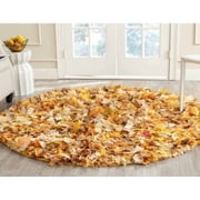 SAFAVIEH Rio Cassandra Confetti Polyester Shag Area Rug, Gold/Multi, 4' x 4' Round