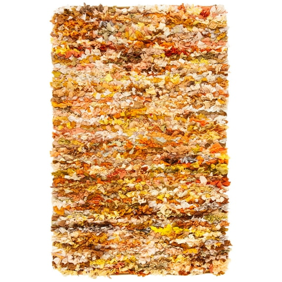 SAFAVIEH Rio Dallas Geometric Polyester Shag Area Rug, Gold/Multi, 6' x 9'