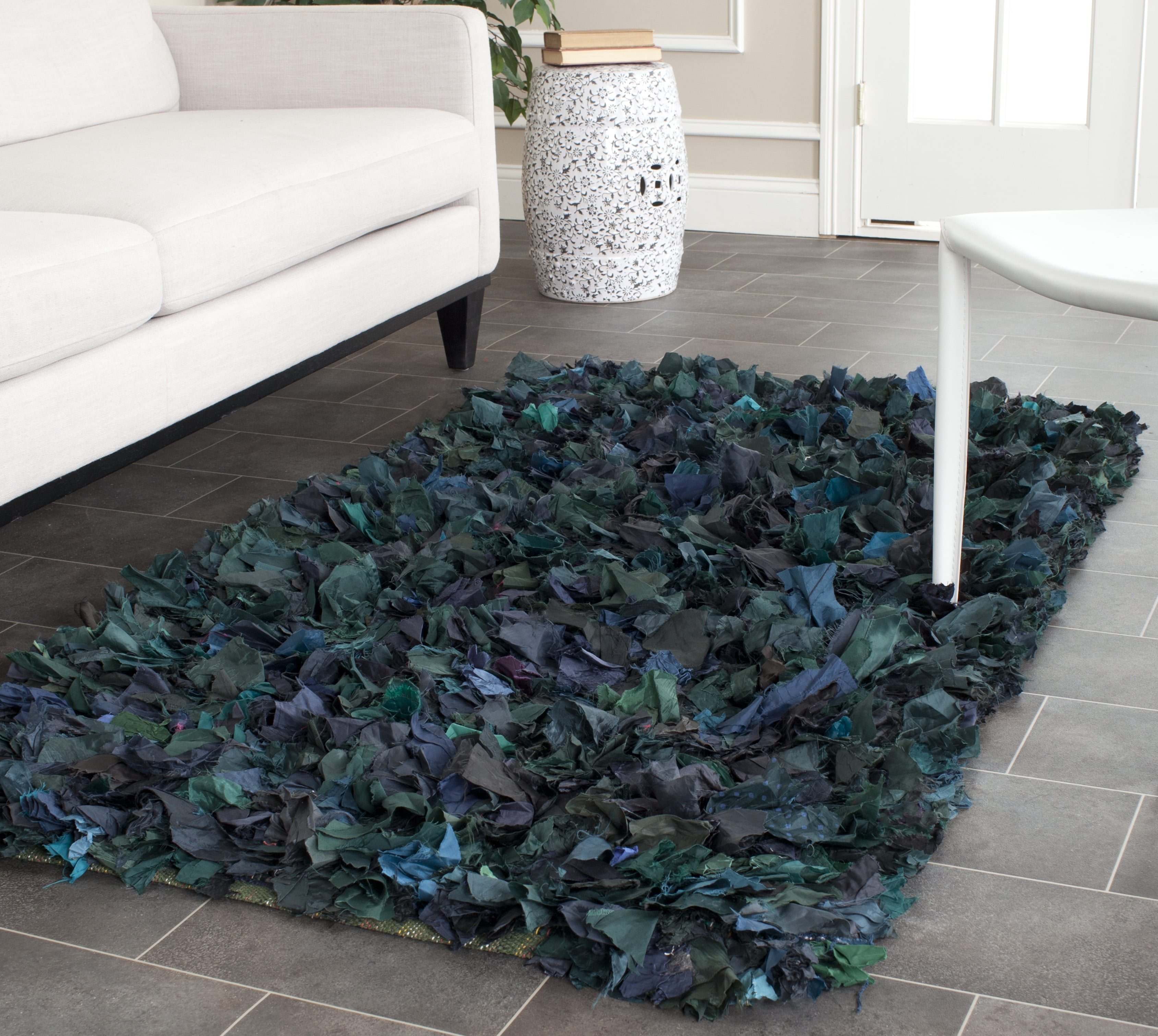 SAFAVIEH Rio Cassandra Confetti Polyester Shag Area Rug, Green/Multi, 2'3" x 3'9"