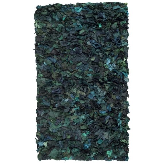 SAFAVIEH Rio Dallas Geometric Polyester Shag Area Rug, Green/Multi, 2'6" x 4'