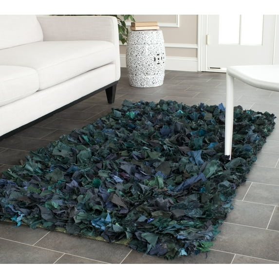 SAFAVIEH Rio Cassandra Confetti Polyester Shag Area Rug, Green/Multi, 4' x 6'