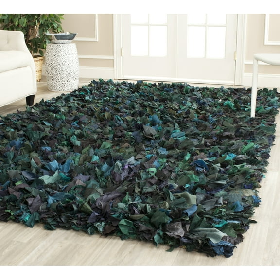 SAFAVIEH Rio Cassandra Confetti Polyester Shag Area Rug, Green/Multi, 5' x 8'