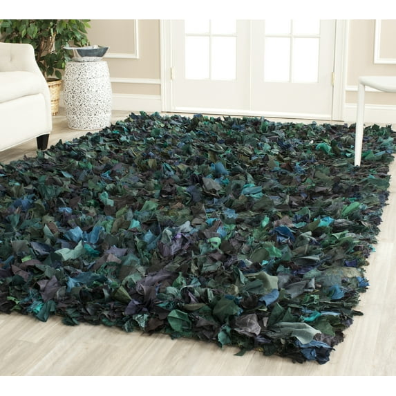 SAFAVIEH Rio Cassandra Confetti Polyester Shag Area Rug, Green/Multi, 5' x 8'
