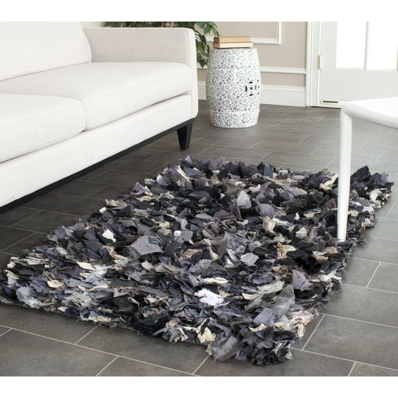 SAFAVIEH Rio Cassandra Confetti Polyester Shag Area Rug, Grey/Multi, 4' x 6'