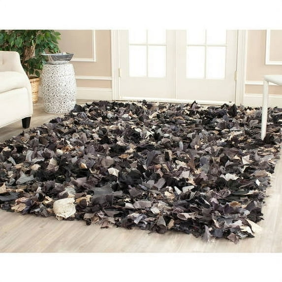 SAFAVIEH Rio Cassandra Confetti Polyester Shag Area Rug, Grey/Multi, 6' x 9'