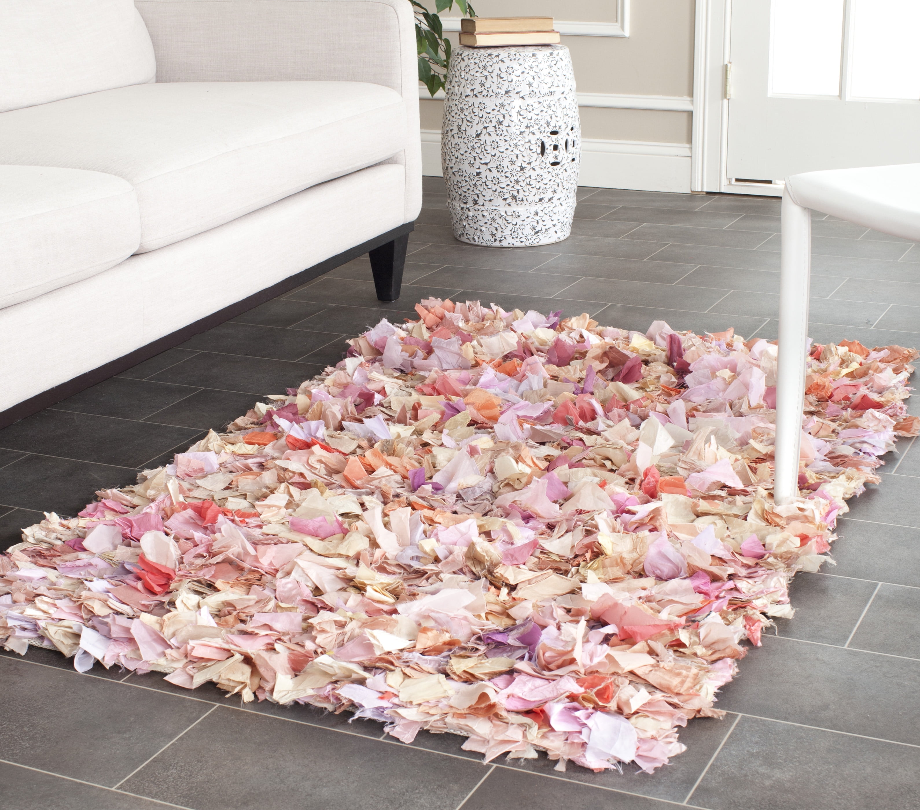 Confetti Colored Shag Rug SAFAVIEH Rio Cassandra Confetti Polyester Shag Area Rug, Ivory/Pink, 2 ...