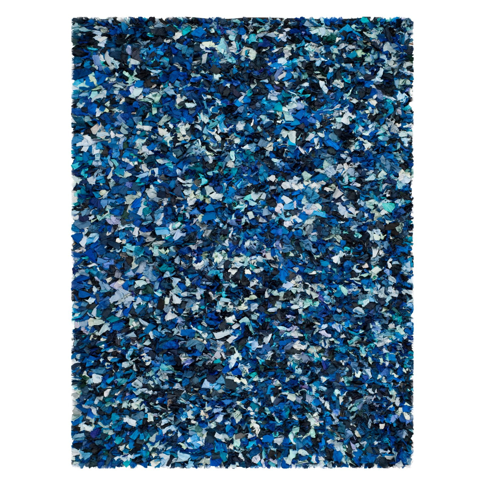 SAFAVIEH Rio Cassandra Confetti Polyester Shag Area Rug, Light Blue/Multi, 5' x 8'