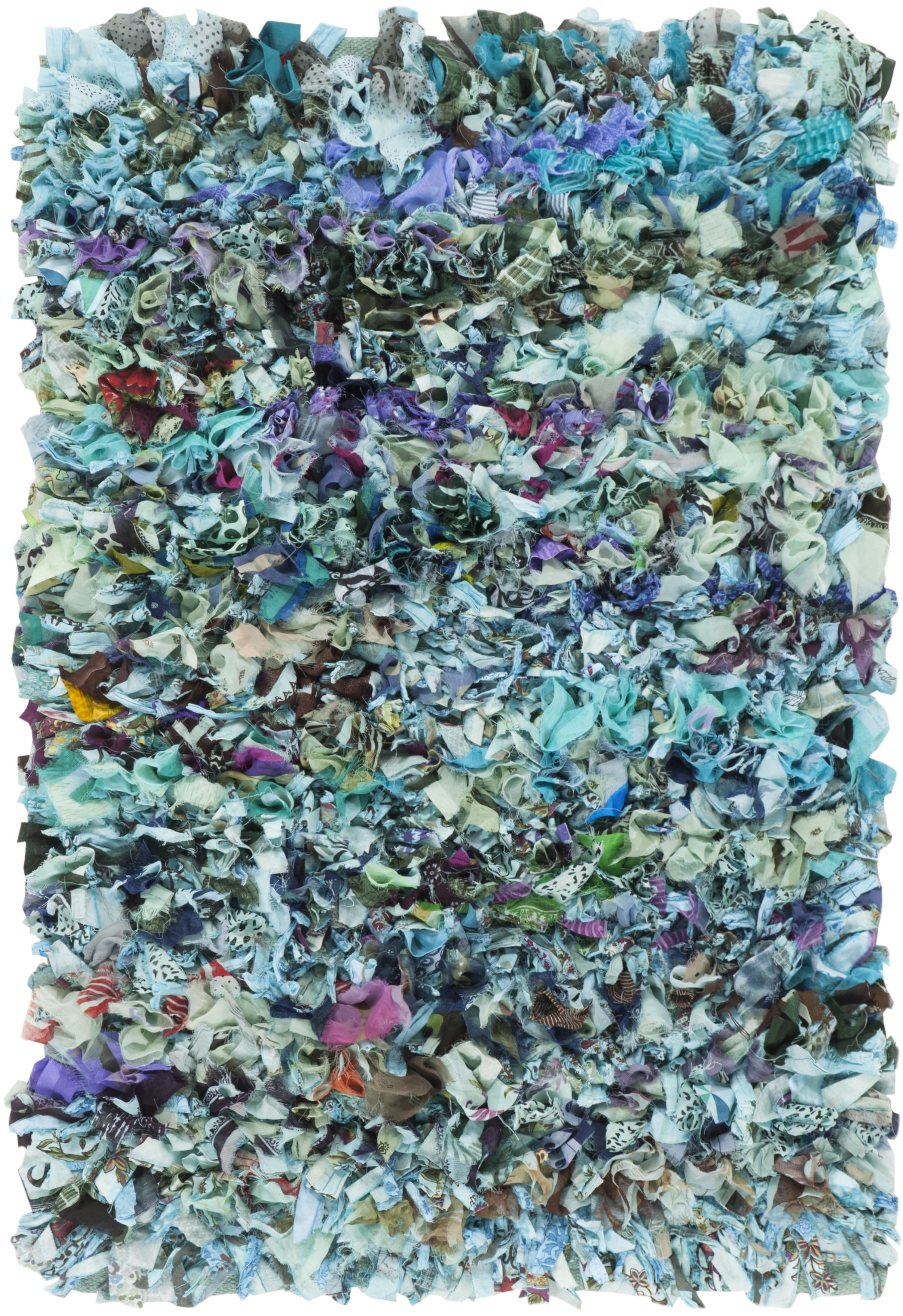 Rio Shag 6' Square Blue and Multicolor Handmade Area Rug
