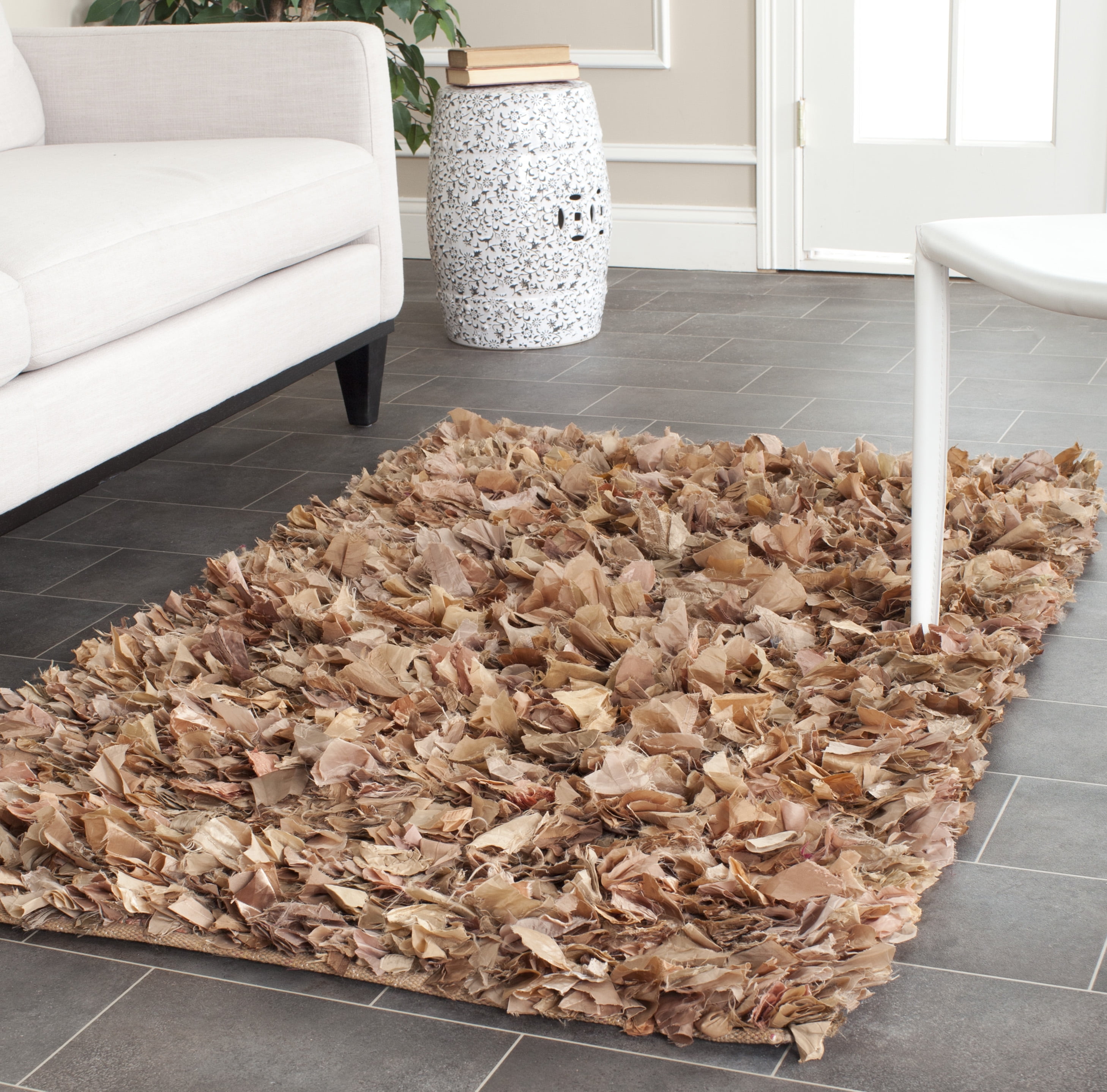 Shag Polyester Rug SAFAVIEH Rio Cassandra Confetti Polyester Shag Area Rug, Natural/Multi ...