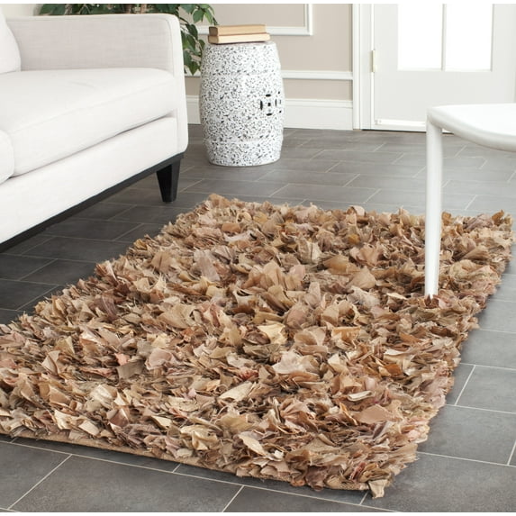 SAFAVIEH Rio Cassandra Confetti Polyester Shag Area Rug, Natural/Multi, 2'3" x 3'9"