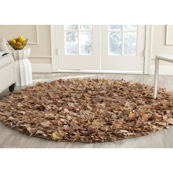 SAFAVIEH Rio Cassandra Confetti Polyester Shag Area Rug, Natural/Multi, 4' x 4' Round