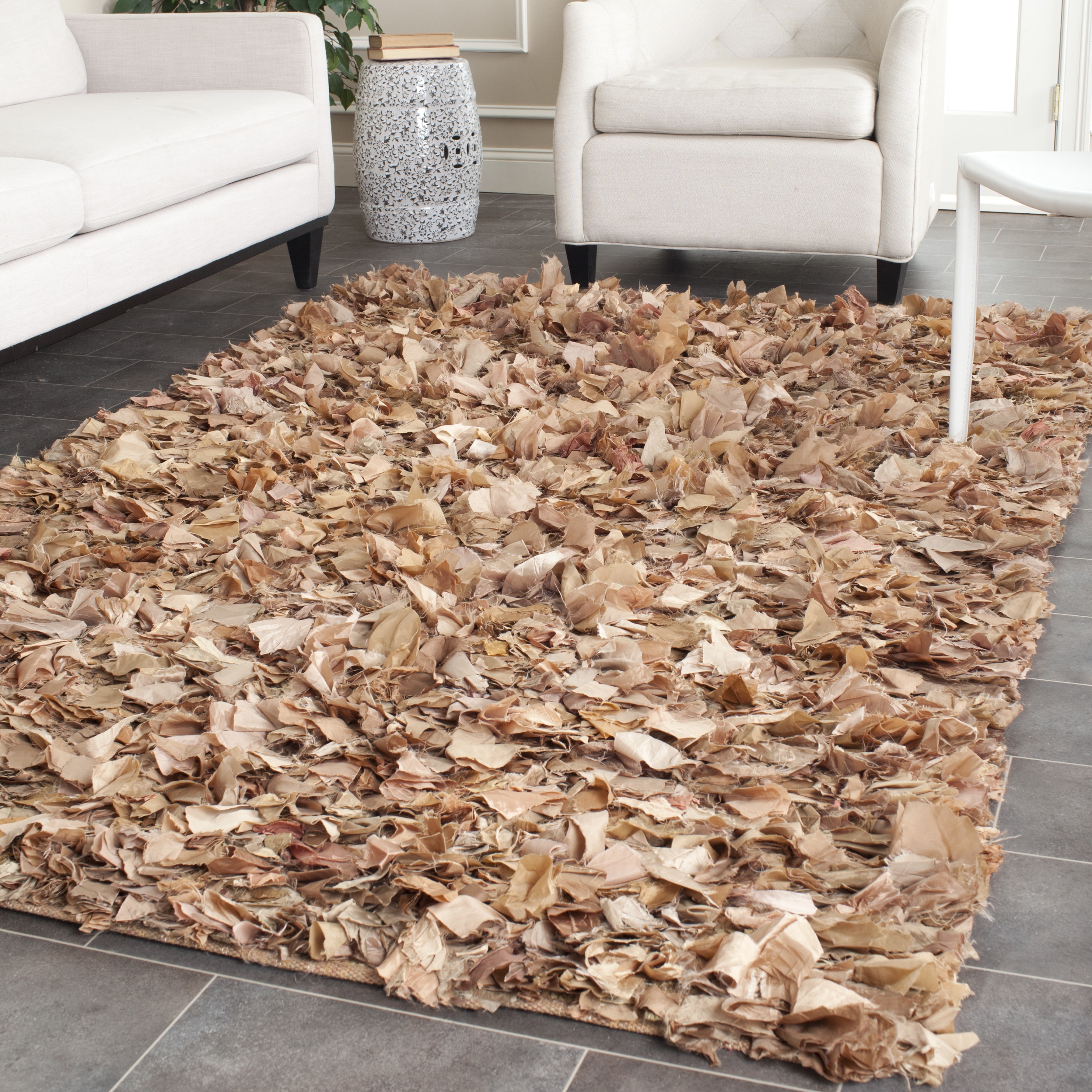 Natural Multi 5' x 8' Handmade Shag Area Rug
