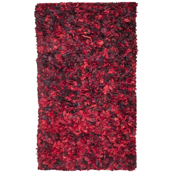 SAFAVIEH Rio Dallas Geometric Polyester Shag Area Rug, Red/Multi, 6' x 9'