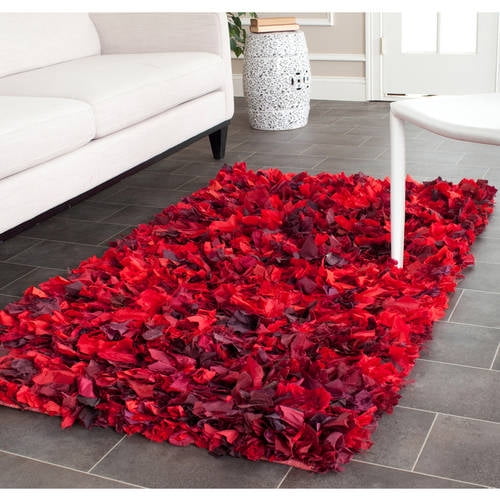 SAFAVIEH Rio Cassandra Confetti Polyester Shag Area Rug, Red/Multi, 8' x 10'