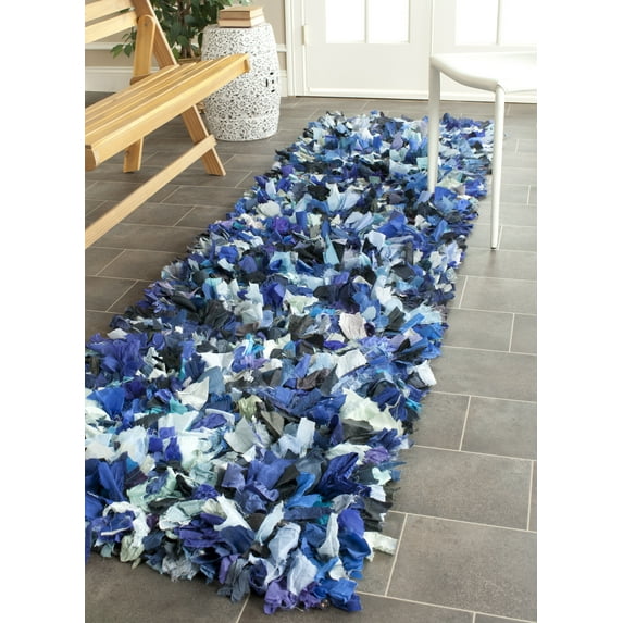 SAFAVIEH Rio Cassandra Confetti Polyester Shag Runner Rug, Blue/Multi, 2'3" x 9'
