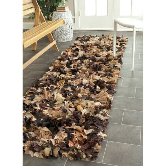 SAFAVIEH Rio Cassandra Confetti Polyester Shag Runner Rug, Brown/Multi, 2'3" x 6'
