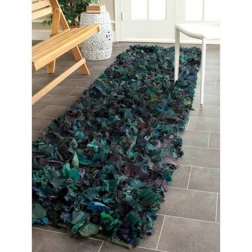 SAFAVIEH Rio Cassandra Confetti Polyester Shag Runner Rug, Green/Multi, 2'3" x 11'
