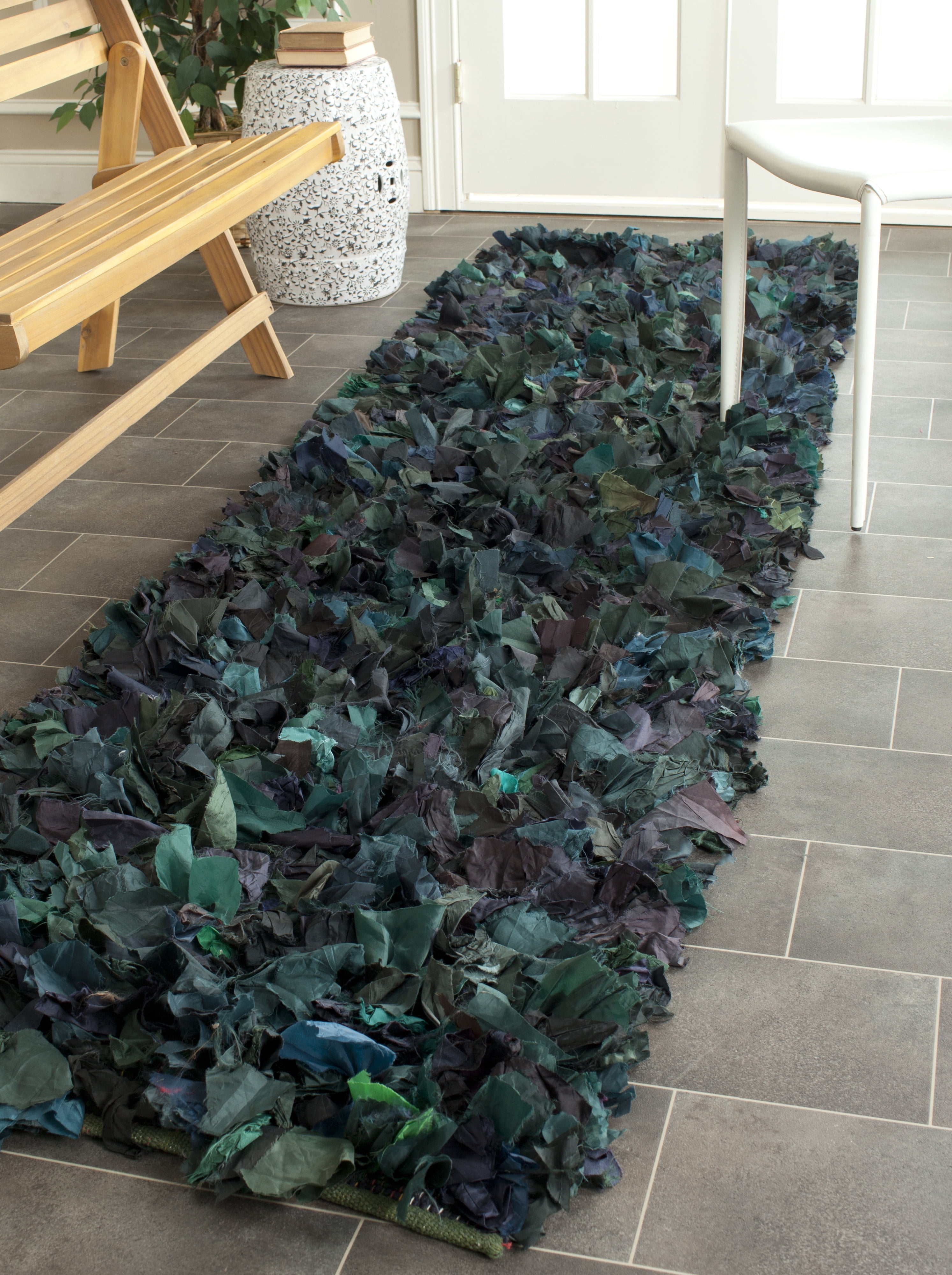 SAFAVIEH Rio Cassandra Confetti Polyester Shag Runner Rug, Green/Multi, 2'3" x 9'