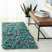 SAFAVIEH Rio Cassandra Confetti Polyester Shag Runner Rug, Light Blue/Multi, 2'3" x 6'